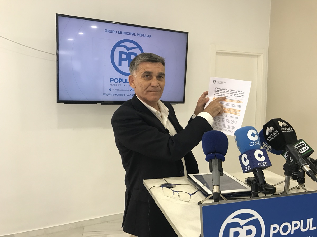El PP reprocha al alcalde que mienta y le recuerda que los PGE destinan a Marbella más de dos millones de euros